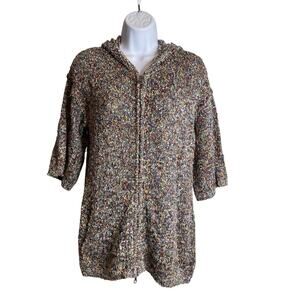 Anthropologie One Girl Who Women's‎ Boucle Knit Long Hooded Cardigan Est. Size L